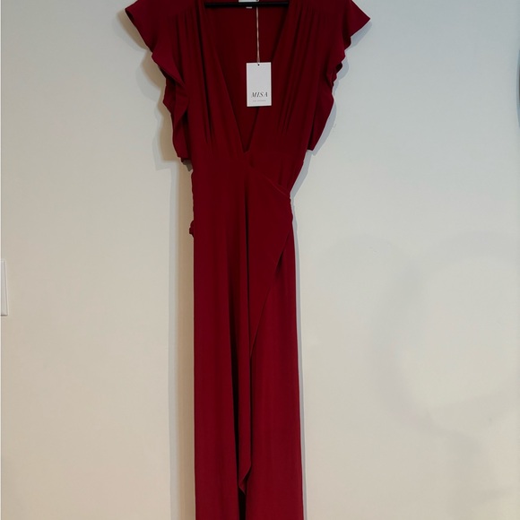 MISA Los Angeles Irina Wrap Dress Womens Medium Red Jersey - XS - NWT - Picture 2 of 4